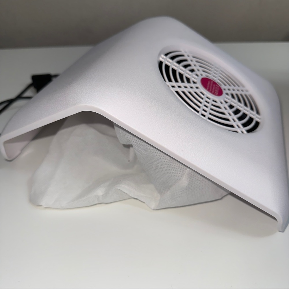 White Nail Dust Collector Fan - Compact Salon Vacuum
